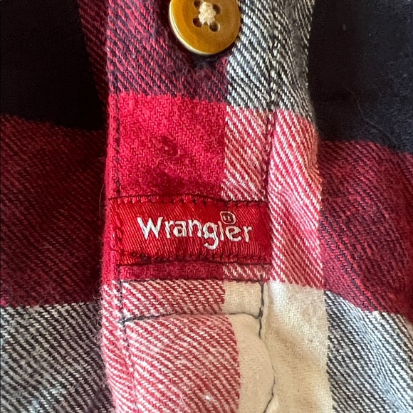 Wrangler Western Long Sleeve Red and Black Plaid Flannel Shirt 100% Cotton 12M - Picture 3 of 9